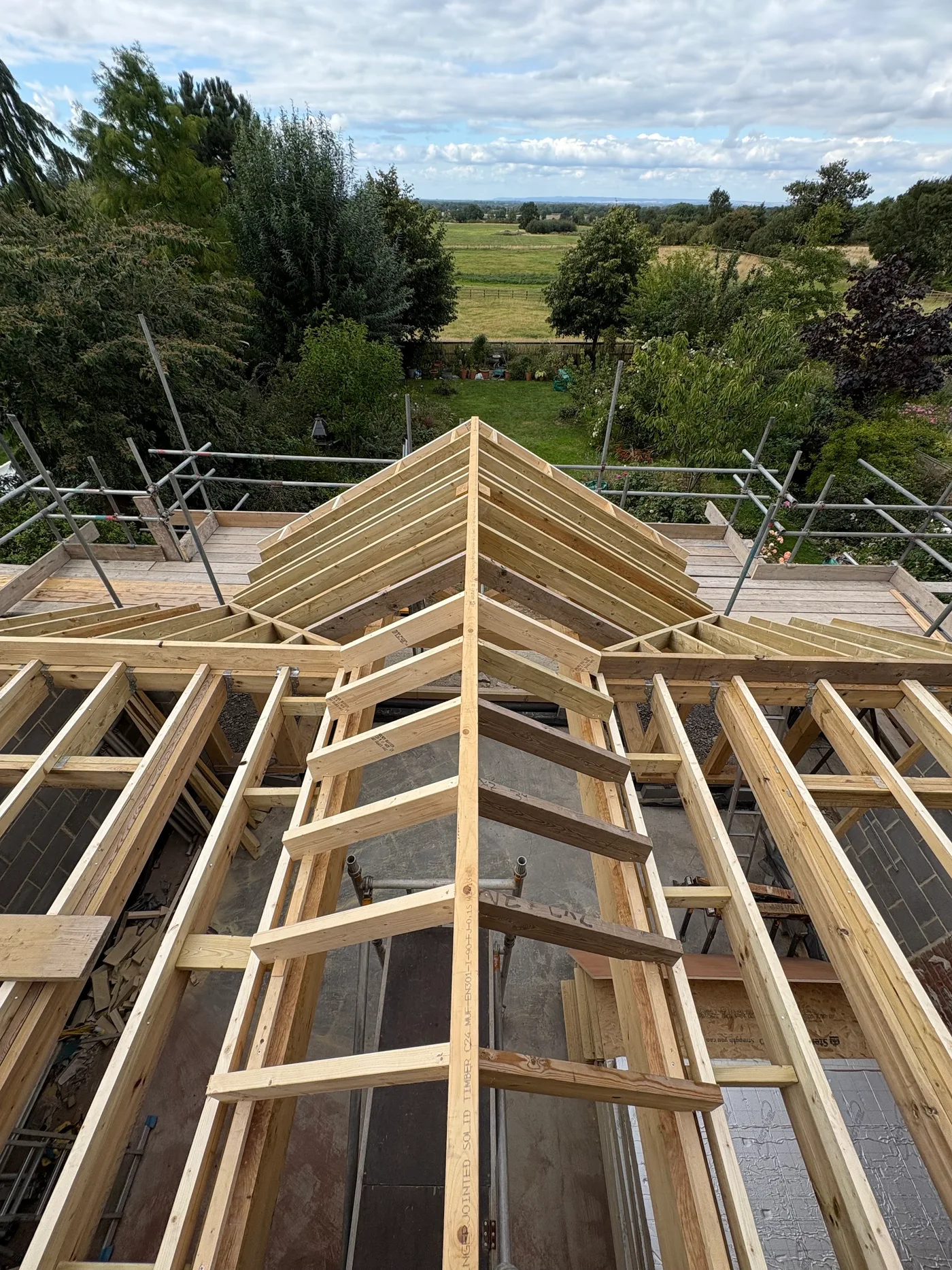 Timber work in progress, photographed from above